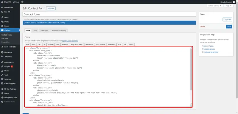 Instructions For Creating A Contact Form 7 Code WordPress