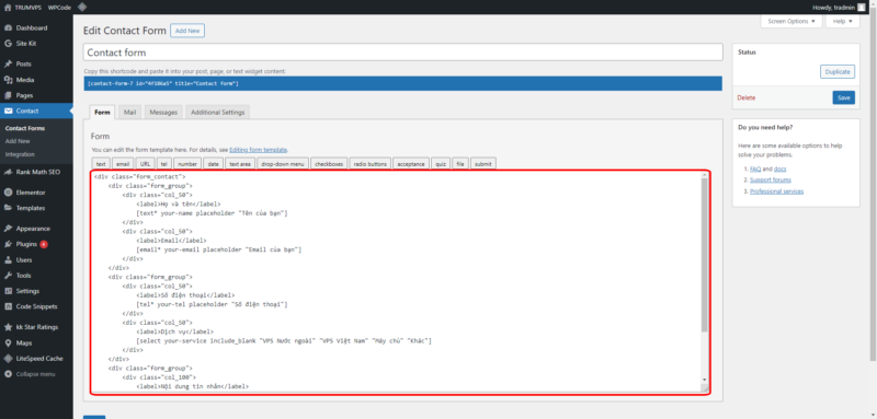 Instructions For Creating A Contact Form 7 Code WordPress